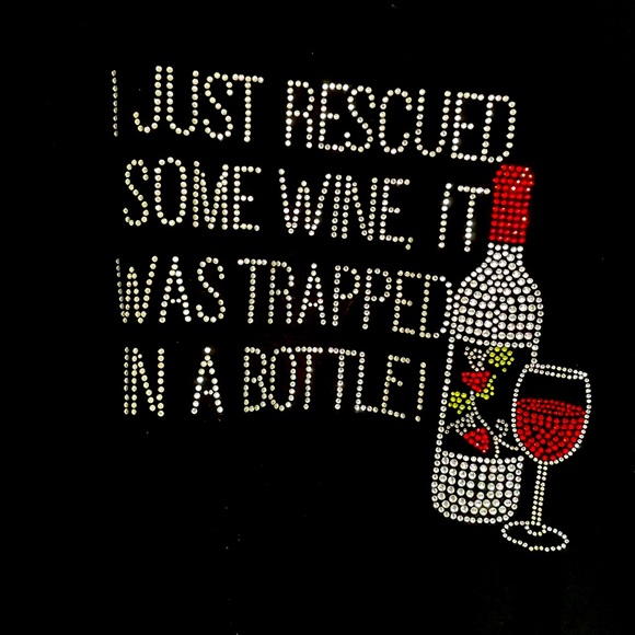FUN T-SHIRT - I Just Rescued Some Wine, It Was Trapped In A Bottle Black Size L - Picture 4 of 5